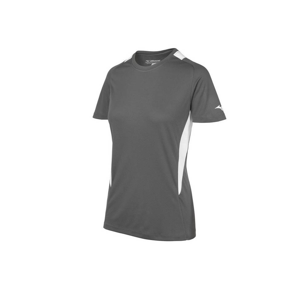 Maglia Mizuno Softball Crew Neck Donna - Grigie/Bianche - 14327-FQDR